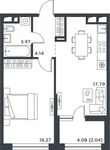 Планировка 1-комнатной квартиры, 43,71 м2