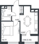 Планировка 1-комнатной квартиры, 31,9 м2