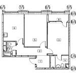 Планировка 2-комнатной квартиры, 61,4 м2
