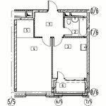 Планировка 1-комнатной квартиры, 44 м2