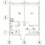 Планировка 1-комнатной квартиры, 35,53 м2