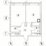 Планировка 1-комнатной квартиры, 34,47 м2