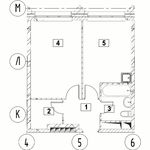 Планировка 1-комнатной квартиры, 37,39 м2