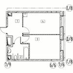 Планировка 1-комнатной квартиры, 46,4 м2