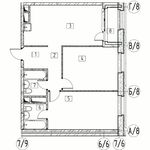 Планировка 2-комнатной квартиры, 67,76 м2