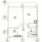 Планировка 1-комнатной квартиры, 34,38 м2
