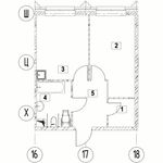 Планировка 1-комнатной квартиры, 43,48 м2