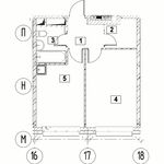 Планировка 1-комнатной квартиры, 37,46 м2