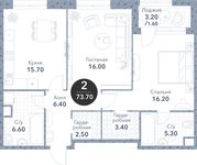 Планировка 2-комнатной квартиры, 73,7 м2