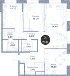 Планировка 3-комнатной квартиры, 100,6 м2