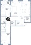 Планировка 3-комнатной квартиры, 107 м2