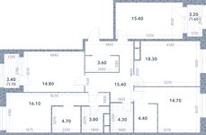 Планировка 4-комнатной квартиры, 118,3 м2