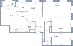 Планировка 4-комнатной квартиры, 152,5 м2