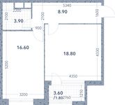 Планировка 1-комнатной квартиры, 50,3 м2