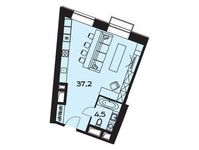 Планировка 1-комнатной квартиры, 41,8 м2