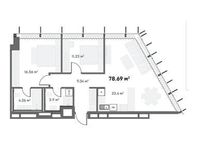 Планировка 2-комнатной квартиры, 78,69 м2