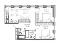 Планировка 3-комнатной квартиры, 61,49 м2