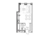 Планировка 1-комнатной квартиры, 28,55 м2