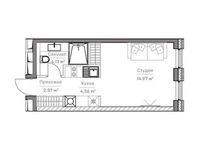 Планировка 1-комнатной квартиры, 27,38 м2