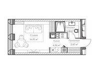 Планировка 1-комнатной квартиры, 26,65 м2