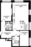 Планировка 2-комнатной квартиры, 68,1 м2