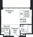 Планировка квартиры студии, 27,7 м2