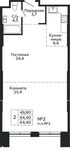 Планировка 2-комнатной квартиры, 64,4 м2
