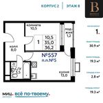 Планировка квартиры студии, 30,9 м2