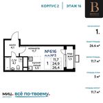 Планировка квартиры студии, 26,4 м2