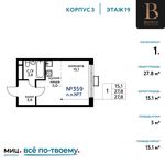 Планировка квартиры студии, 27,8 м2