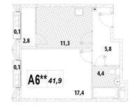 Планировка 1-комнатной квартиры, 41,9 м2