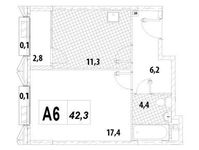 Планировка 1-комнатной квартиры, 42,3 м2