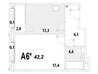 Планировка 1-комнатной квартиры, 42,2 м2