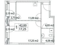 Планировка 1-комнатной квартиры, 42 м2