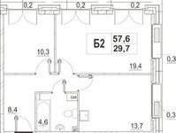 Планировка 2-комнатной квартиры, 55,7 м2