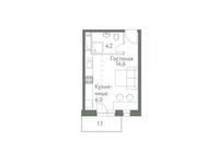 Планировка 1-комнатной квартиры, 26 м2