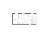 Планировка 2-комнатной квартиры, 77 м2