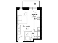 Планировка квартиры студии, 25,1 м2