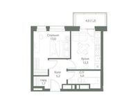 Планировка 1-комнатной квартиры, 40 м2