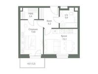 Планировка 1-комнатной квартиры, 47 м2