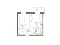 Планировка 1-комнатной квартиры, 38,9 м2