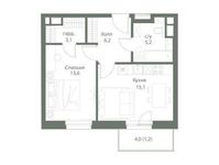 Планировка 1-комнатной квартиры, 46 м2
