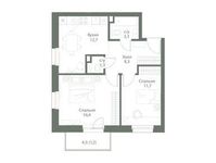 Планировка 2-комнатной квартиры, 57 м2