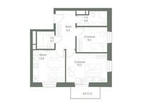 Планировка 2-комнатной квартиры, 59 м2