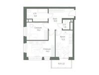 Планировка 2-комнатной квартиры, 61 м2