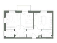 Планировка 2-комнатной квартиры, 61,7 м2