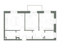 Планировка 3-комнатной квартиры, 65 м2