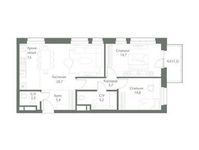 Планировка 3-комнатной квартиры, 74 м2