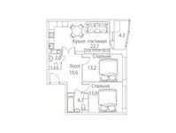 Планировка 3-комнатной квартиры, 71 м2