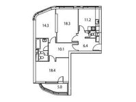 Планировка 3-комнатной квартиры, 93 м2